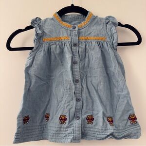 Vintage Y2K Hysteric Glamour Mini Teddy Bear Embroidered Girl’s Tunic Size 90 2T